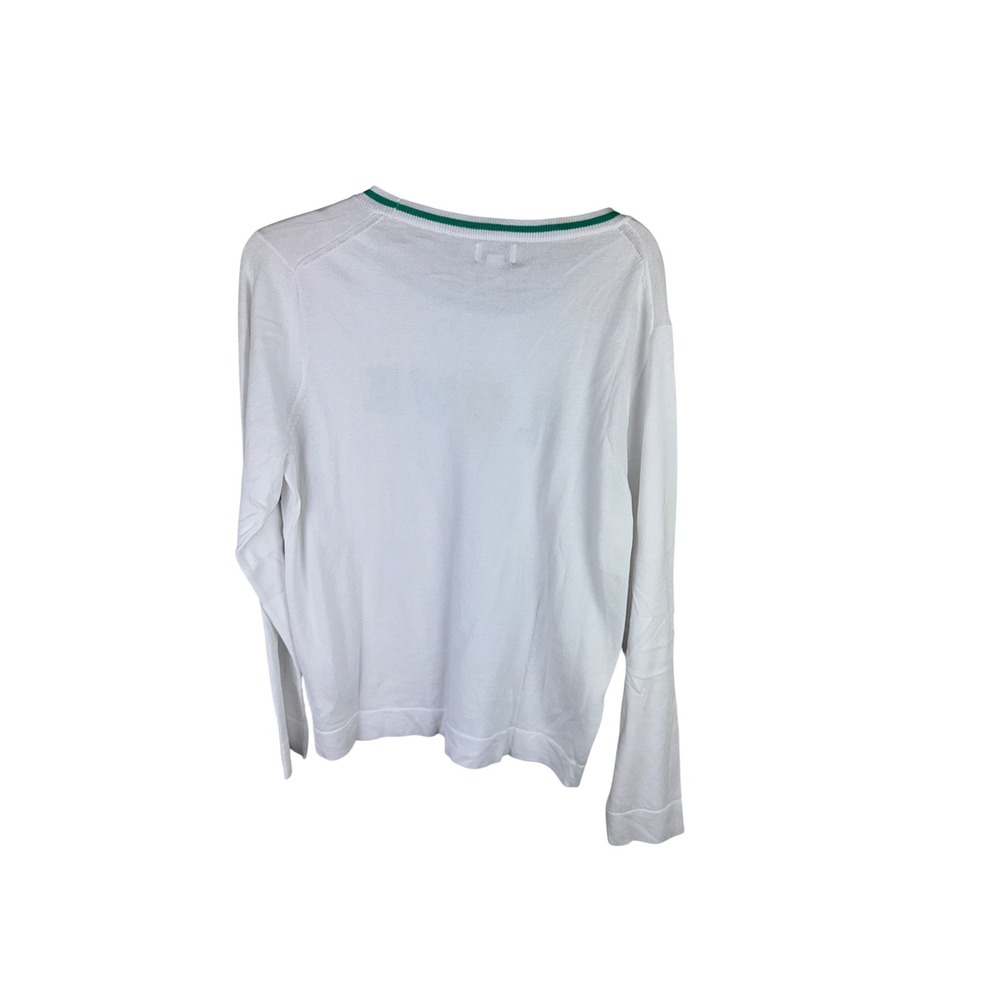 J.Crew Teddie Sweater Womens XL White Green Tennis Love Graphic Cotton NEW - Picture 3 of 4